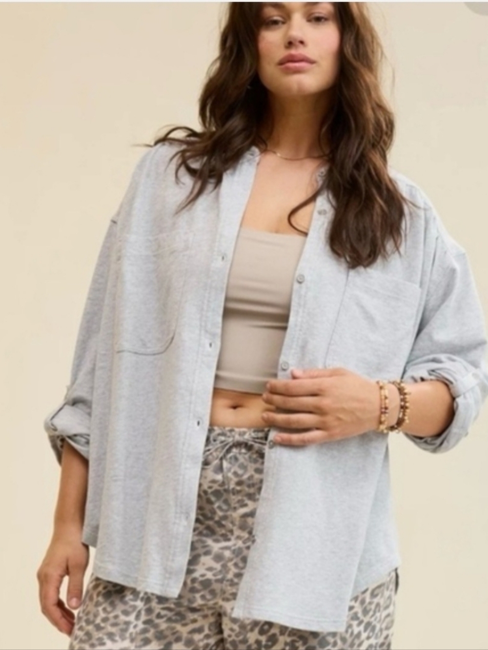 NWT Aerie Oversized Button Front Lightweight Sweatshirt Top